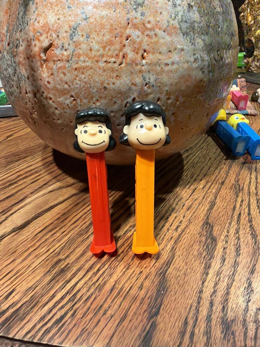 Vintage PEZ Candy Dispenser Peanuts Lucy Lot of 2 Orange and Red